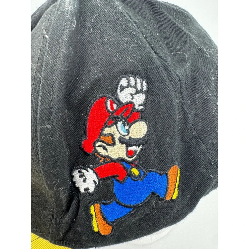 Nintendo Super Mario Hat Cap Boys Black Yellow‎ Embroidered Snapback Hat